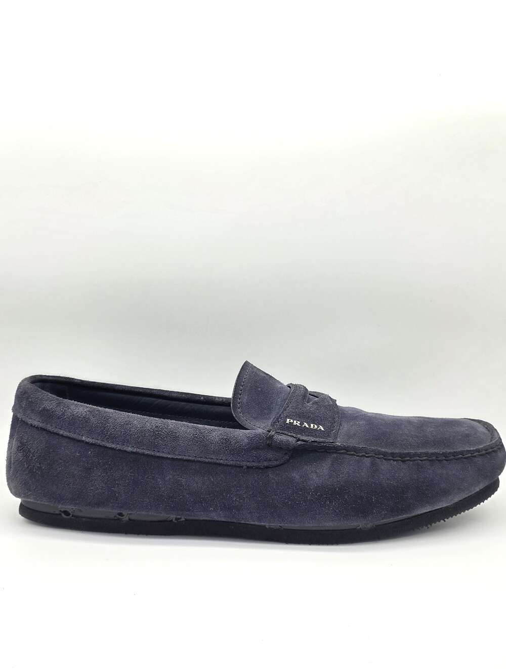 Prada Men’s Navy Suede Penny Loafers Size 12 (UK 11) – Vibram Soles
